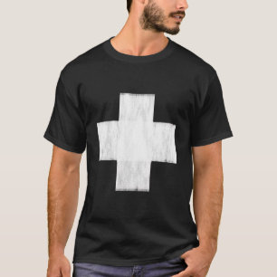 Anstrichfarbenes weißes Kreuz — On-Red-Guard-Life T-Shirt