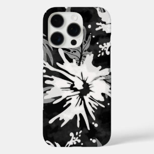 Anstrichter Hibiskus Hawaiian Floral Black und Whi iPhone 16 Pro Hülle