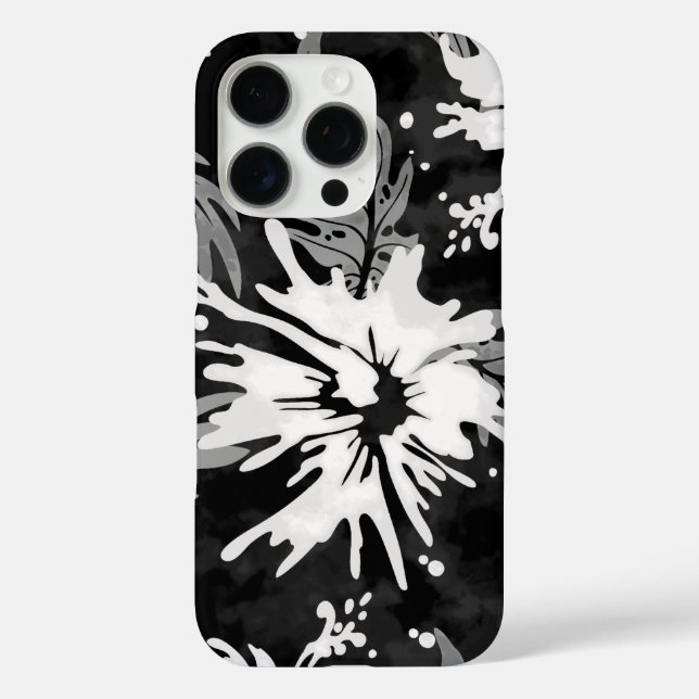 Anstrichter Hibiskus Hawaiian Floral Black und Whi Case-Mate iPhone Hülle (Rückseite)