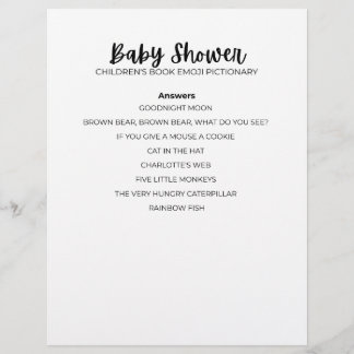 Answer Sheet Baby Shower Emoji Game Answer Sheet Briefbogen
