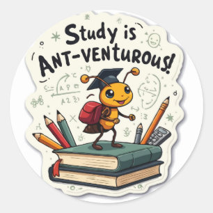 Ant 'Ant-venturous' Pun Die Motivierend Runder Aufkleber