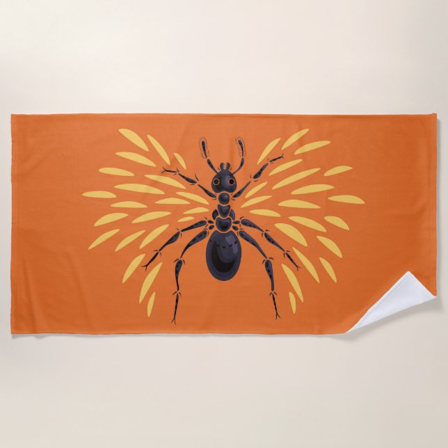 Ant Art Insect Lover Fiery Orange Entomology Strandtuch (Vorderseite)