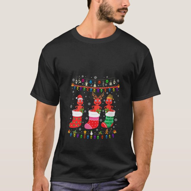 Ant Christmas Socks Ugly Christmas Sweater Pajama T-Shirt (Vorderseite)