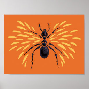 Ant Lover Insect Art Orange Entomology Poster
