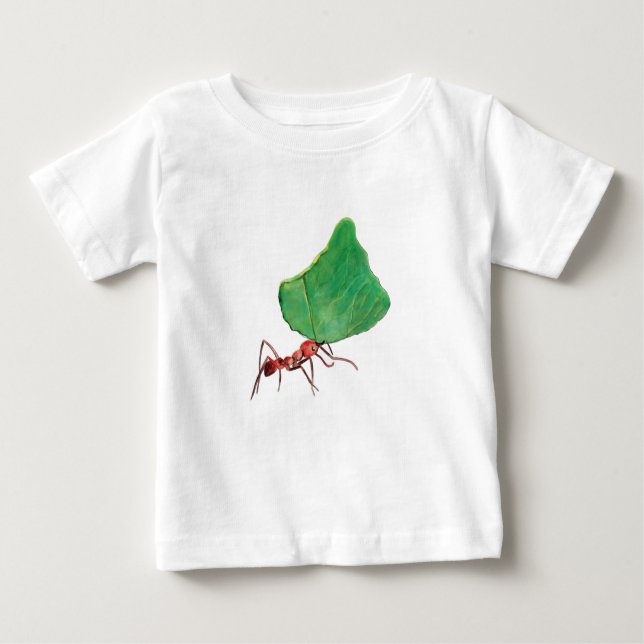 Ant mit einem großen Blatt Baby T-shirt (Vorderseite)