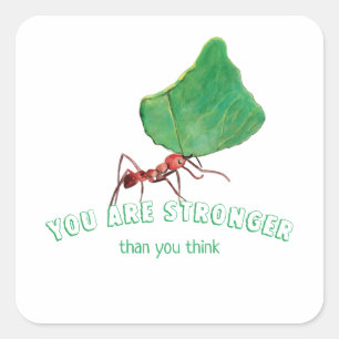 Ant mit einem großen Blatt Quadratischer Aufkleber