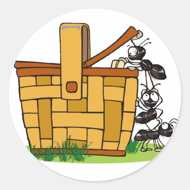 Ant Picnic Basket Runder Aufkleber (Vorderseite)