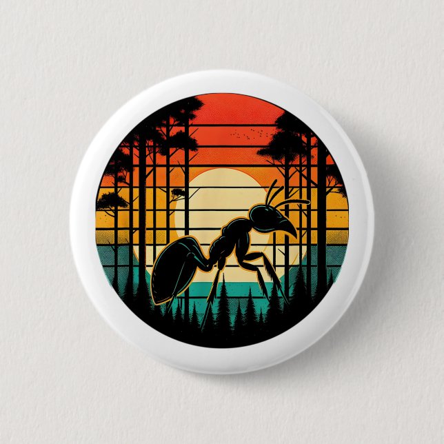 Ant Retro Sunset Vintage Ant Insekten Liebe Button (Vorderseite)
