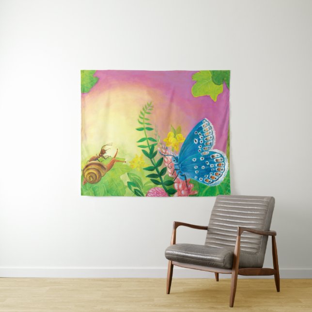 Ant, Schnecke und Chapman-Blauer Schmetterling Wandteppich (Beispiel (Horizontal))