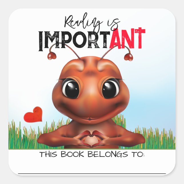 Ant Sign Language Book Label Quadratischer Aufkleber (Vorderseite)