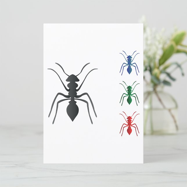 Ant Silhouetten Insekten Schwarz Blau Grün und Rot Einladung (Von Creator hochgeladen)