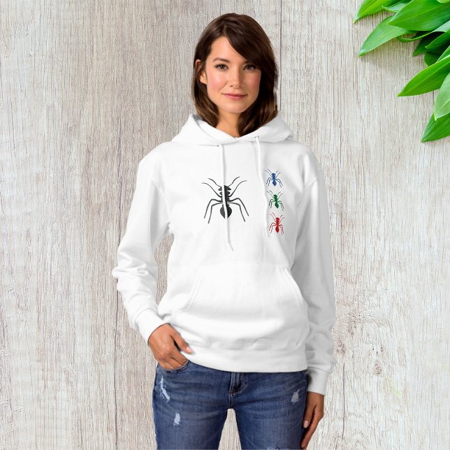 Ant Silhouetten Insekten Schwarz Blau Grün und Rot Hoodie (Von Creator hochgeladen)