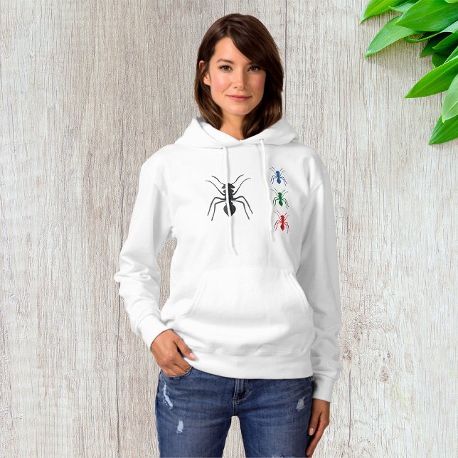 Ant Silhouetten Insekten Schwarz Blau Grün und Rot Hoodie (Von Creator hochgeladen)