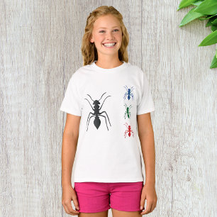 Ant Silhouetten Insekten Schwarz Blau Grün und Rot T-Shirt