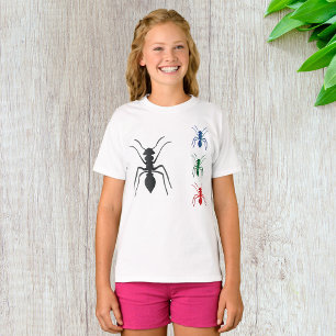 Ant Silhouetten Insekten Schwarz Blau Grün und Rot T-Shirt
