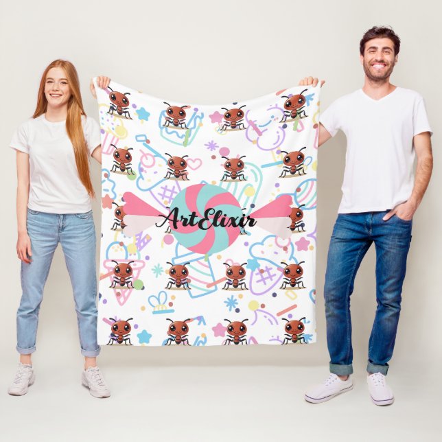 Ant Sweet Pastel Color Print Fleecedecke (Beispiel)
