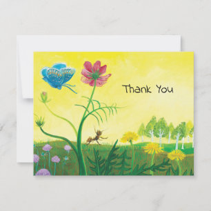 Ant und Schmetterling auf der Wiese der Wildblume Dankeskarte