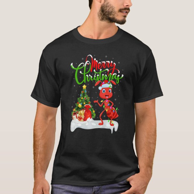Ant  Xmas Decorations Santa Ant Christmas T-Shirt (Vorderseite)