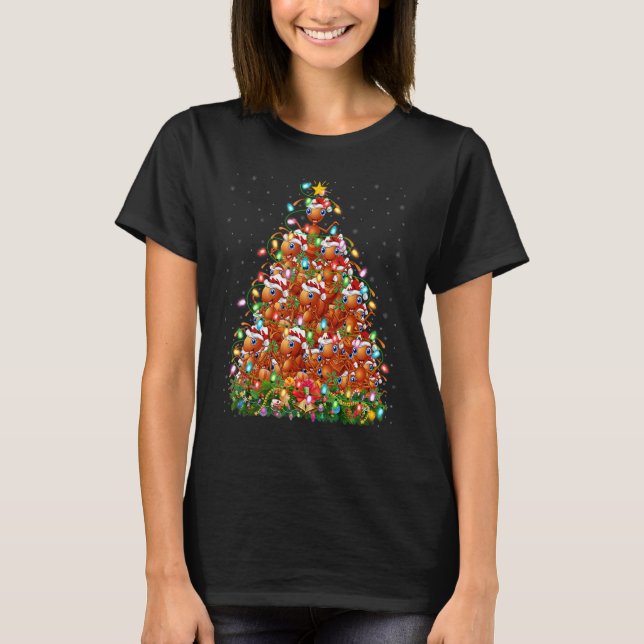 Ant   Xmas Lights Santa Ant Christmas Tree T-Shirt (Vorderseite)