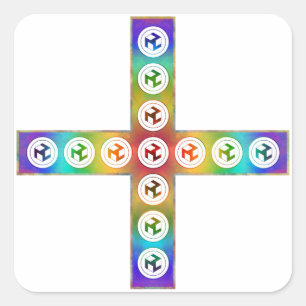 Antahkarana Cross - Male Antahkarana Quadratischer Aufkleber