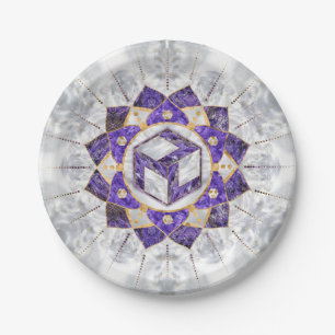 Antahkarana in Lotus Mandala- Amethyst und Pearl Pappteller