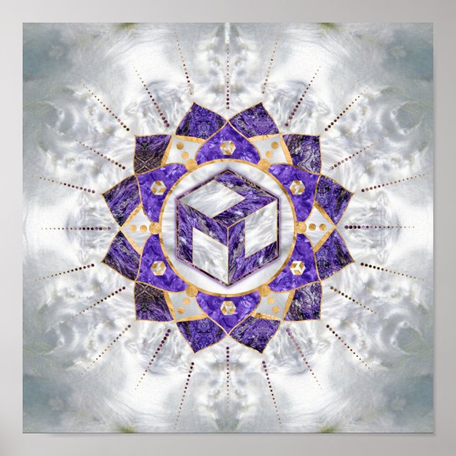 Antahkarana in Lotus Mandala- Amethyst und Pearl Poster (Vorne)