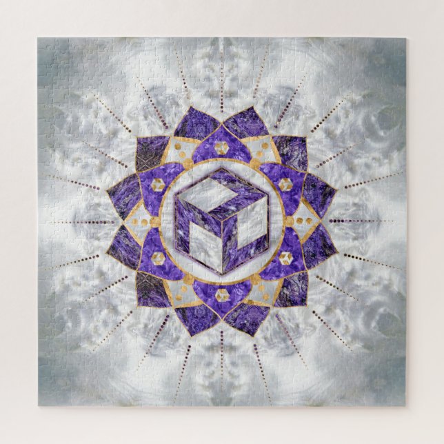 Antahkarana in Lotus Mandala- Amethyst und Pearl Puzzle (Vertikal)
