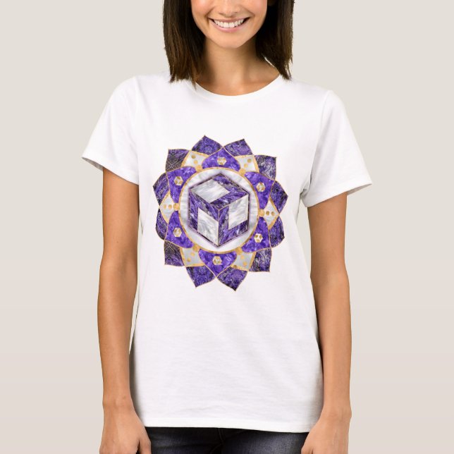 Antahkarana in Lotus Mandala- Amethyst und Pearl T-Shirt (Vorderseite)