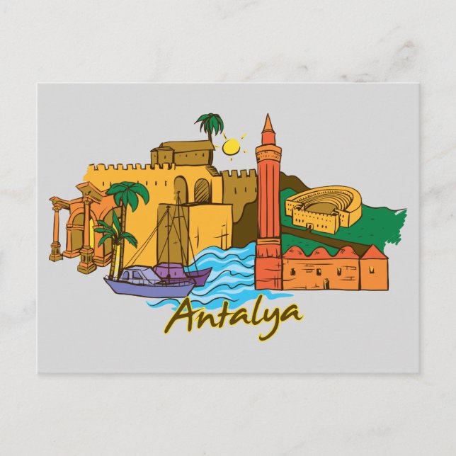 Antalya, die berühmte Stadt der Türkei Postkarte (Vorderseite)