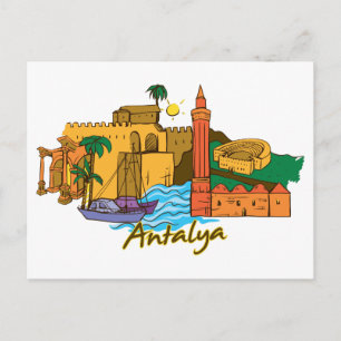 Antalya, die berühmte Stadt der Türkei Postkarte