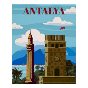 Antalya Retro-Landmark-Poster Poster
