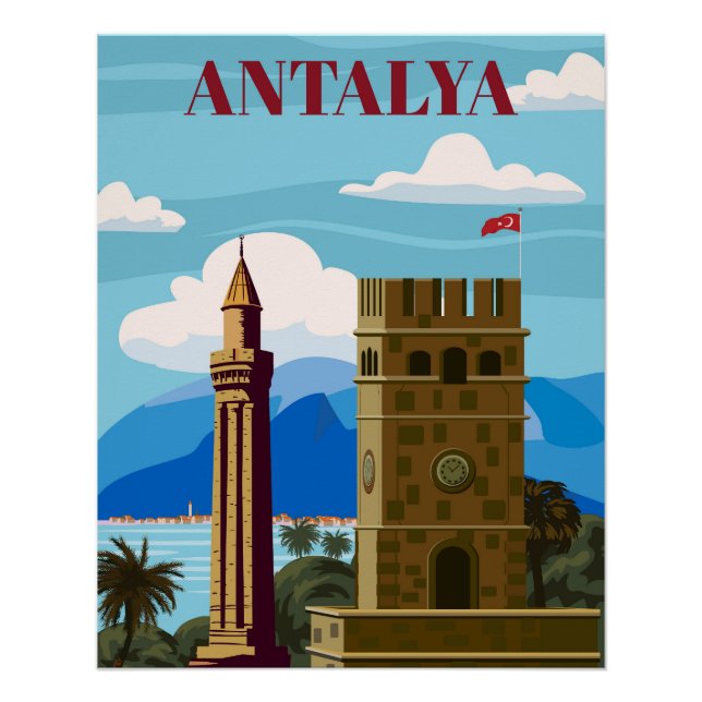 Antalya Retro-Landmark-Poster Poster (Vorderseite)