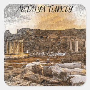 Antalya Türkei Ancient Travel Quadratischer Aufkleber