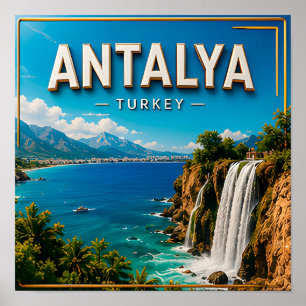 Antalya Türkei Mittelmeer Küste Historische Reise Poster
