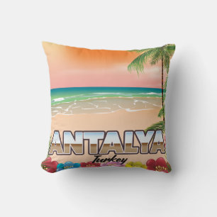 Antalya Türkei Strand Reiseplakat Kissen