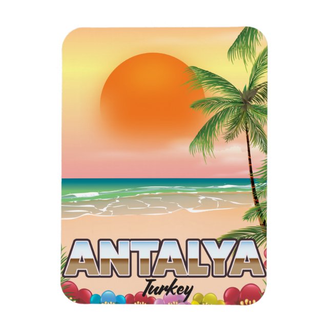 Antalya Türkei Strand Reiseplakat Magnet (Vertikal)