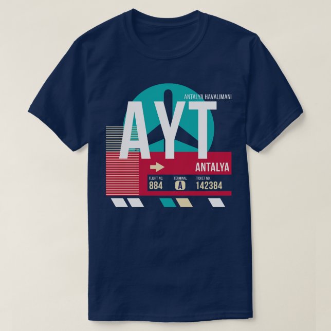 Antalya Turkey AYT Airport Code Gepäckmarke T-Shirt (Design vorne)