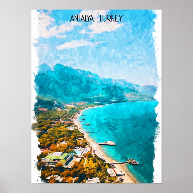 Antalya Turkey Illustration Poster (Vorne)