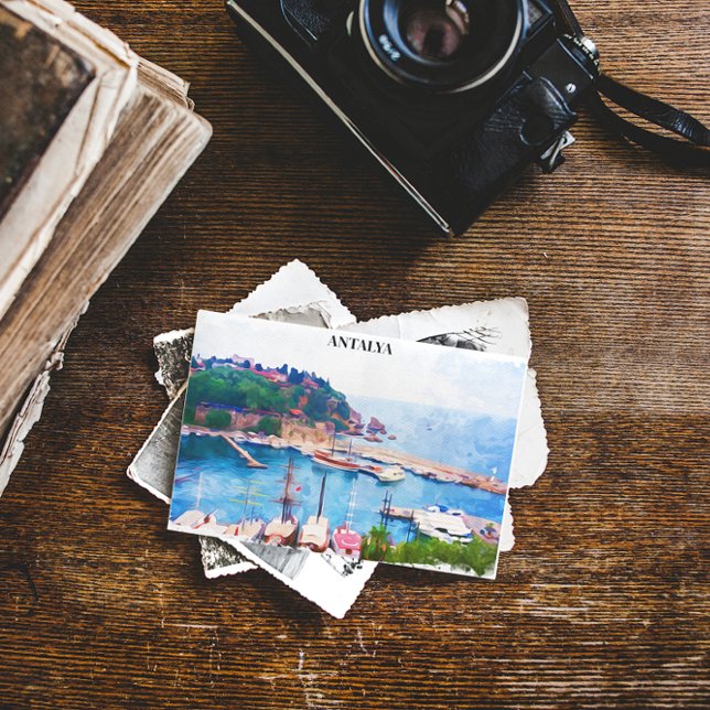 Antalya Turkey Panorama View Postkarte (antalya turkey travel postcard)