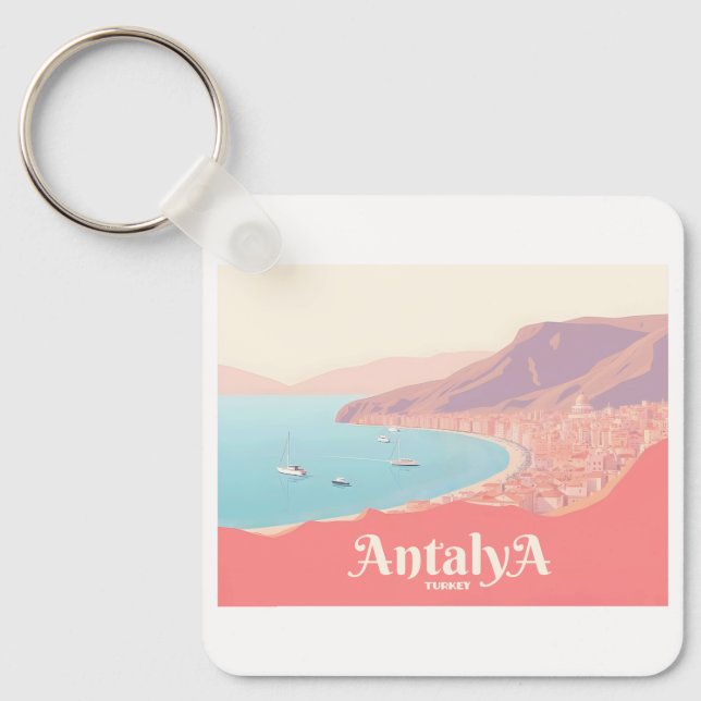 Antalya Turkey Pastel Travel Schlüsselanhänger (Vorderseite)