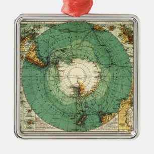 AntarcticaPanoramic MapAntarctica Silbernes Ornament