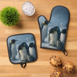 Antarktika, Kuschel-Kaiser, Pinguinfamilie traf si Ofenhandschuh & Topflappen-Set