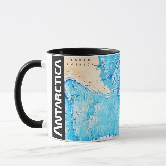 " Antarktis: 2022/heute- Meeresboden Relief Karte Tasse (Links)