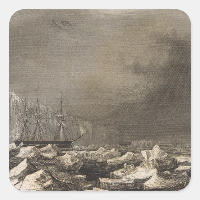 Antarktis 3 quadratischer aufkleber (Vorderseite)