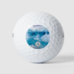 Antarktis-blaues Eis-Foto mit Monogramm Golfball