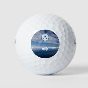 Antarktis-blaues Eis-Foto mit Monogramm Golfball