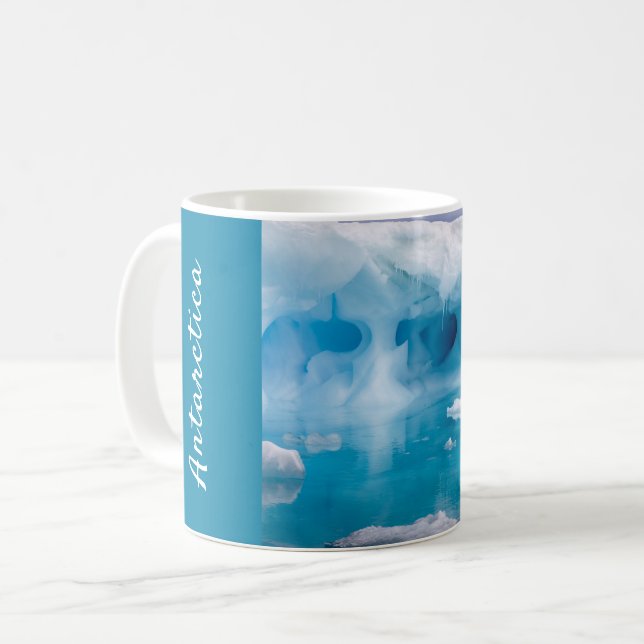 Antarktis-Eisberg-Foto mit Text Kaffeetasse (Vorderseite Links)