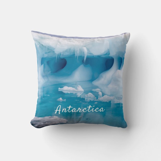 Antarktis-Eisberg-Foto mit Text Kissen (Vorderseite)