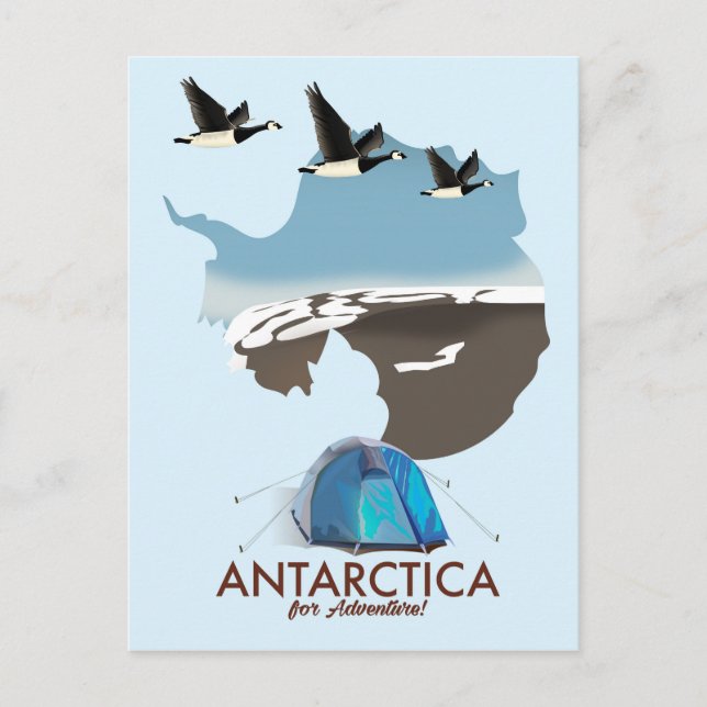 Antarktis Für Abenteuer Reiseplakat Karte. Postkarte (Vorderseite)
