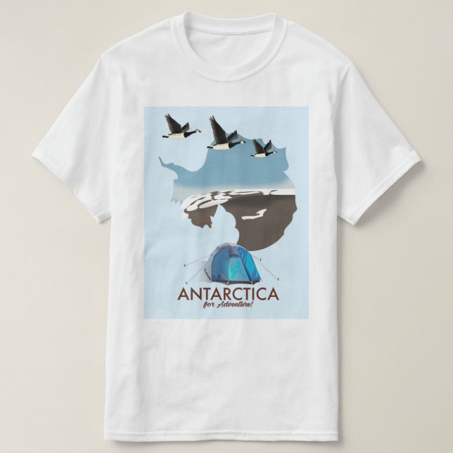 Antarktis Für Abenteuer Reiseplakat Karte. T-Shirt (Design vorne)